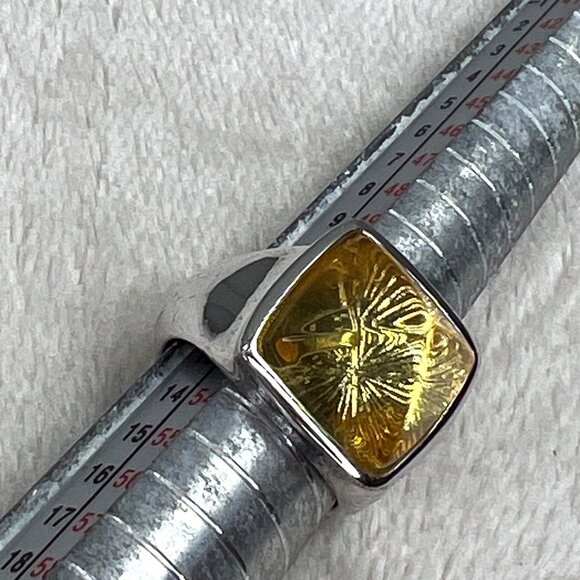 Vince Camuto Citrine Color Silver Tone Ring Chunky Pyramid Statement Cocktail 6 - Picture 4 of 9